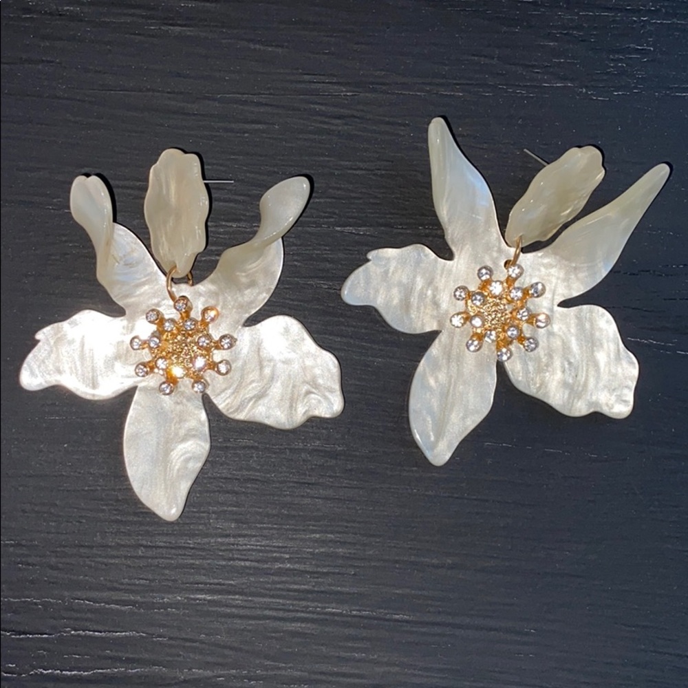 White Flower Earrings